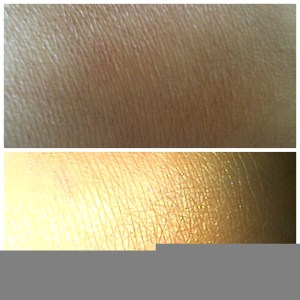 avon swatch of avon glow bronzing pearls deepest bronze with and without flash